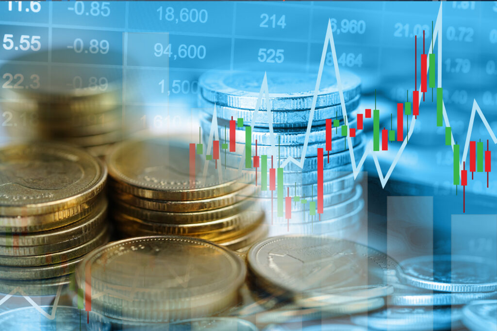 Stock Market Investment Trading Financial, Coin And Graph Chart