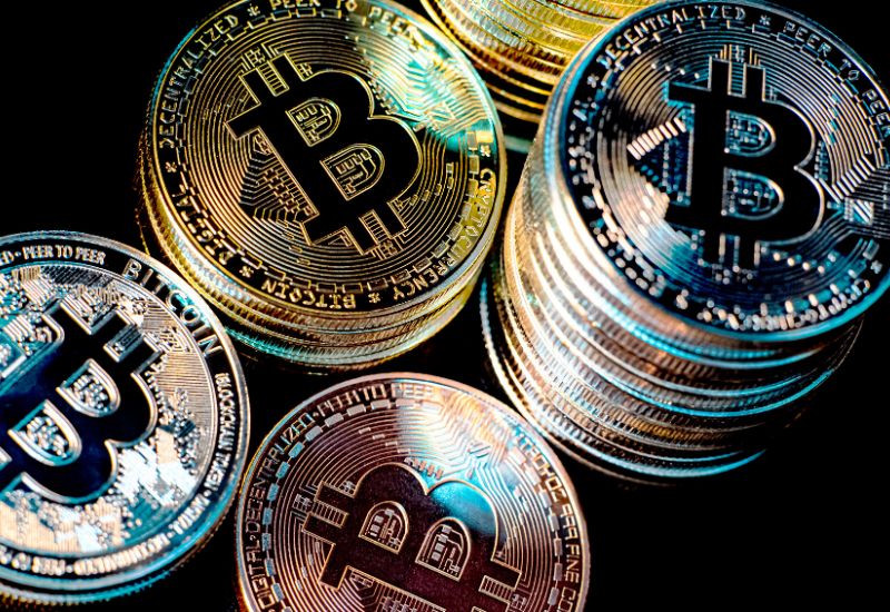 Golden Silver Pink Bitcoins