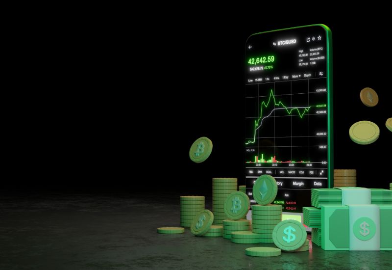 Plastic Bitcoins phone with graphic