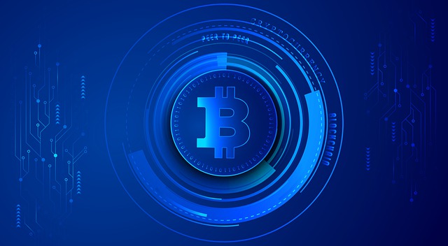 Blue Bitcoin Symbol with Circle
