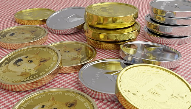 Crypto Coins over a Table