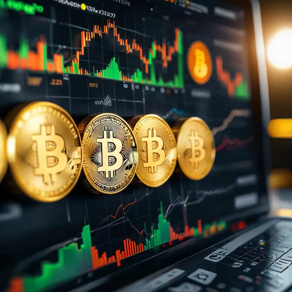 crypto coins on a trading chart