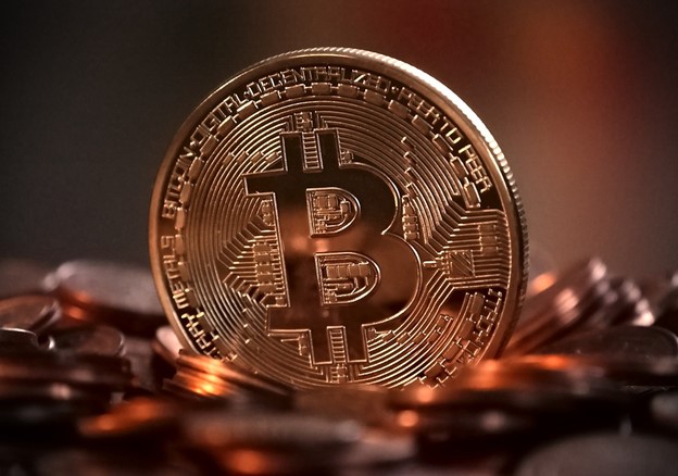 A gold Bitcoin