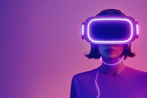 An image of a woman wearing VR headset