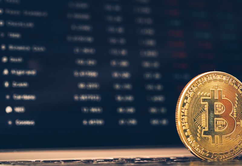 Bitcoin and Crypto Trading Graphic Behind