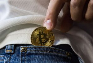 Bitcoin in trousers pocket