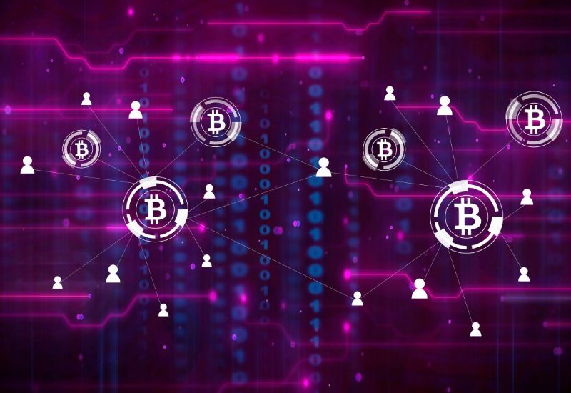 Crypto Investing Diagram with Bitcoin Symbols