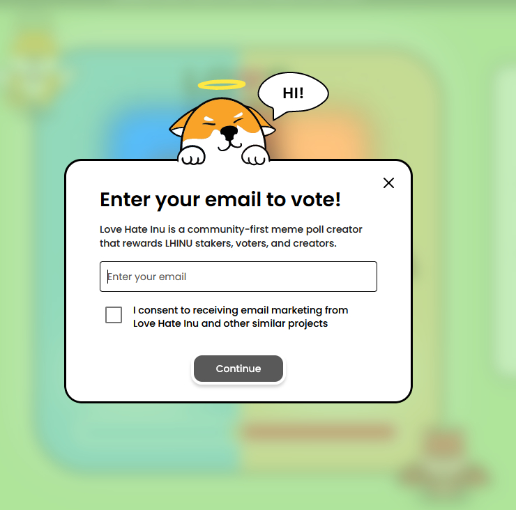 Enter email to vote Love or Hate Trump
